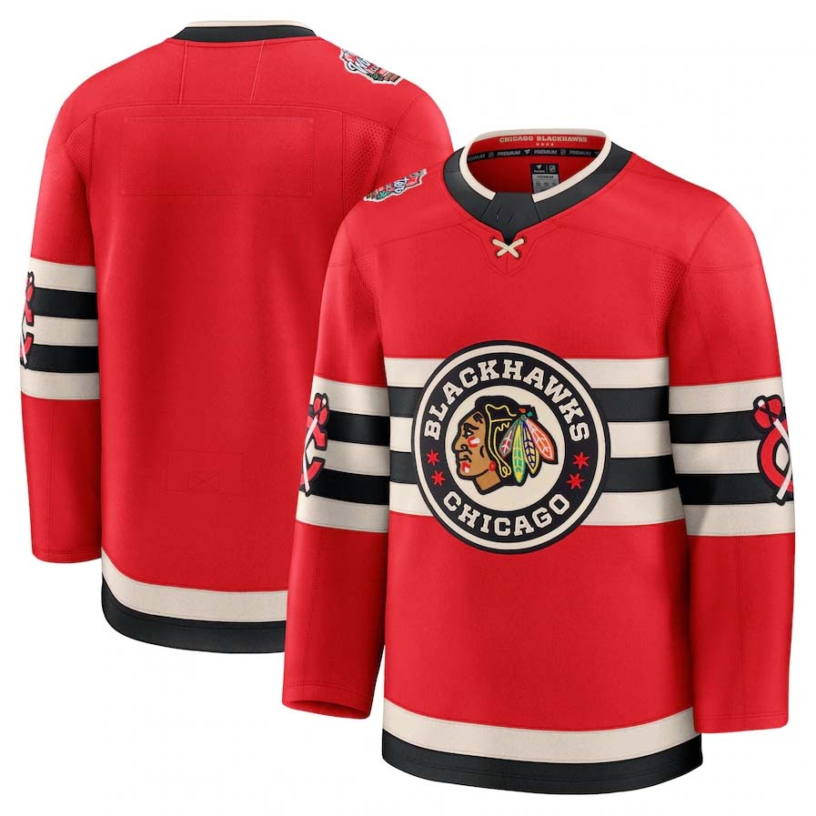 C.Blackhawks Fanatics 2025 Winter Classic Premium Jersey - Red Stitched American Hockey Jerseys CustomName