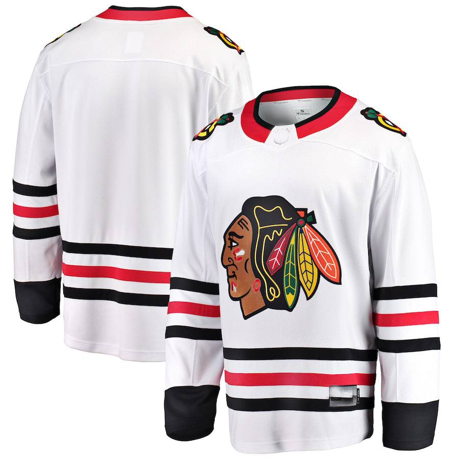 C.Blackhawks Fanatics Branded Breakaway Away Jersey White Stitched American Hockey Jerseys CustomName