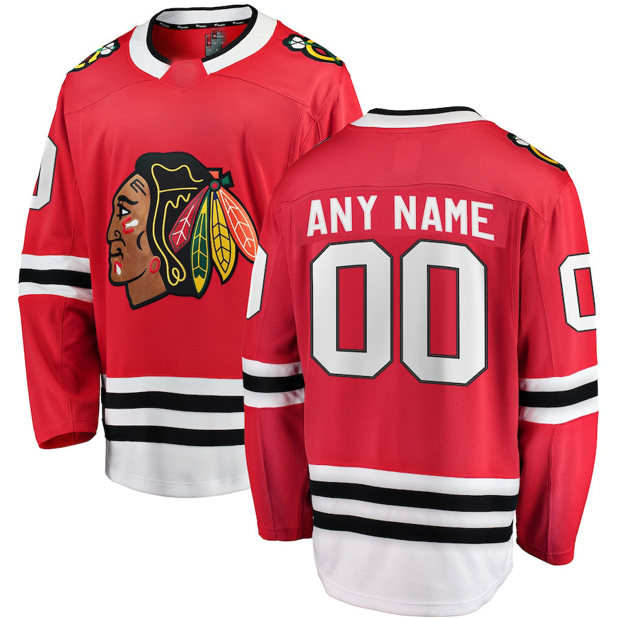 Custom C.Blackhawks Fanatics Branded Home Breakaway Jersey Red Stitched American Hockey Jerseys CustomName