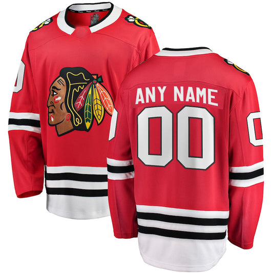 Custom C.Blackhawks Fanatics Branded Home Breakaway Jersey Red Stitched American Hockey Jerseys CustomName