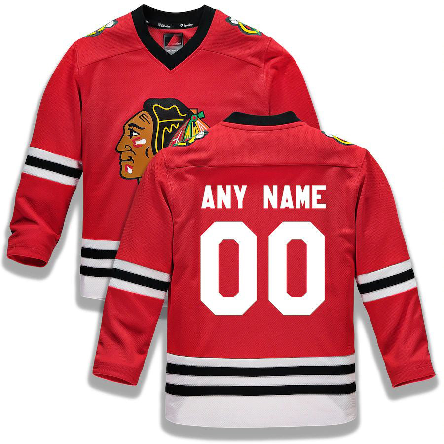 Custom C.Blackhawks Fanatics Branded Home Replica Red Stitched American Hockey Jerseys CustomName