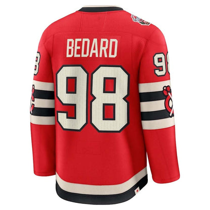 C.Blackhawks #98 Connor Bedard Fanatics 2025 Winter Classic Premium Player Jersey - Red Stitched American Hockey Jerseys CustomName
