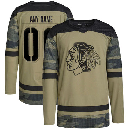 Custom C.Blackhawks Military Appreciation Team Authentic Custom Practice Jersey Camo Stitched American Hockey Jerseys CustomName