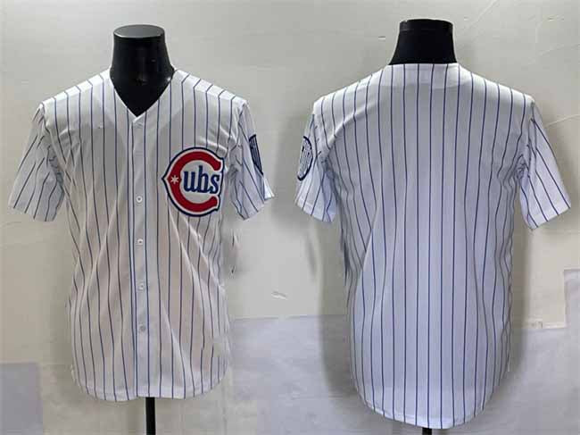 Chicago Cubs Blank White Pinstripe 2nd Alternate Limited Stitched Baseball Jersey