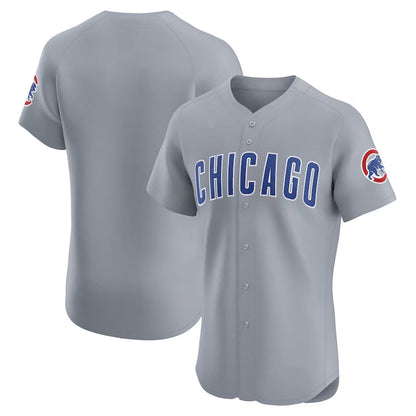 Chicago Cubs Road Vapor Premier Elite Patch Jersey - Gray Stitched Baseball Jersey