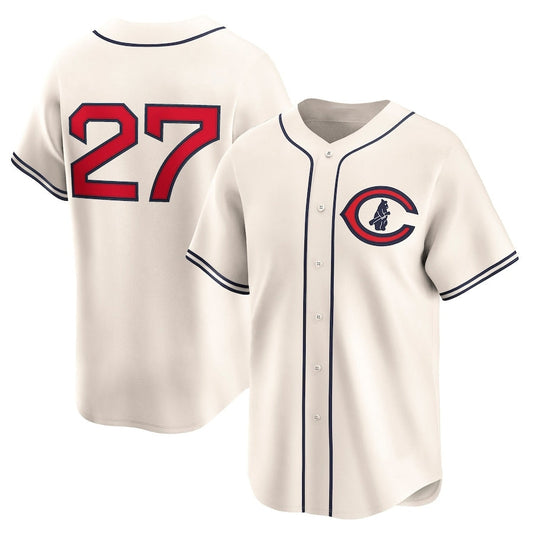 Chicago Cubs #27 Seiya Suzuki Throwback Cooperstown Collection Limited Jersey - Cream Stitched Baseball Jersey