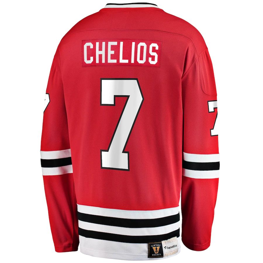 C.Blackhawks #7 Chris Chelios Fanatics Branded Premier Breakaway Retired Player Jersey Red Stitched American Hockey Jerseys CustomName