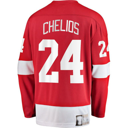 D.Red Wings #24 Chris Chelios Fanatics Branded Premier Breakaway Retired Player Red Stitched American Hockey Jerseys CustomName