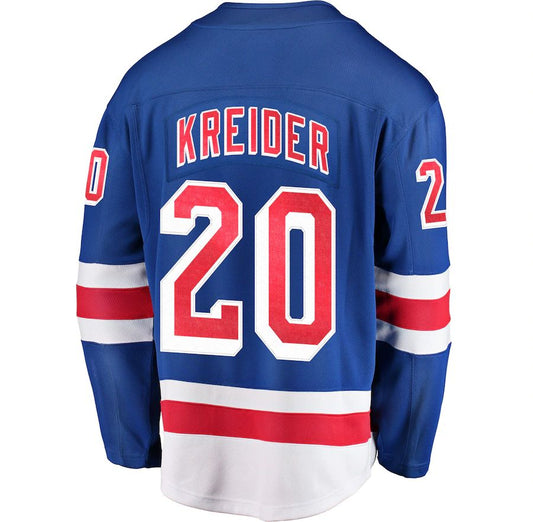 NY.Rangers #20 Chris Kreider Fanatics Branded Home Breakaway Player Jersey Blue Blue Stitched American Hockey Jerseys CustomName