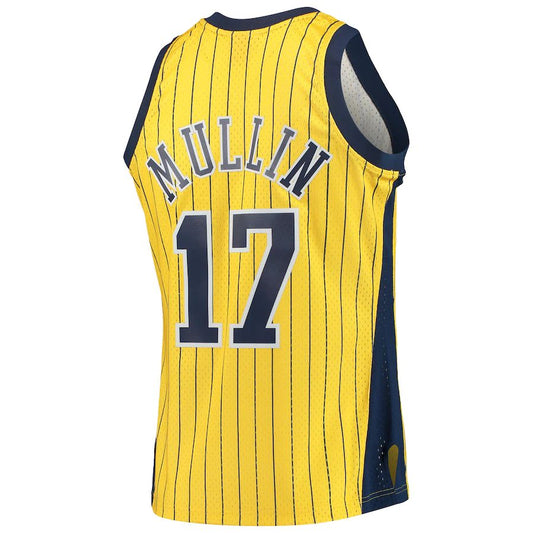 IN.Pacers #17 Chris Mullin Mitchell & Ness 1999-00 Hardwood Classics Swingman Jersey Gold Stitched American Basketball Jersey