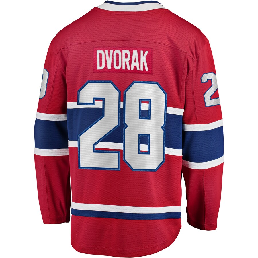 M.Canadiens #28 Christian Dvorak Fanatics Branded Home Breakaway Player Jersey Red Stitched American Hockey Jerseys CustomName