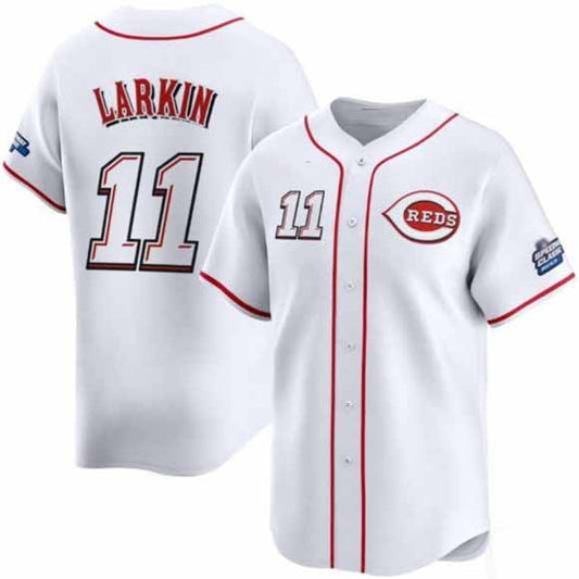 Cincinnati Reds #11 Barry Larkin White 2025 Speedway Classic Home Limited Stitched Baseball Jersey