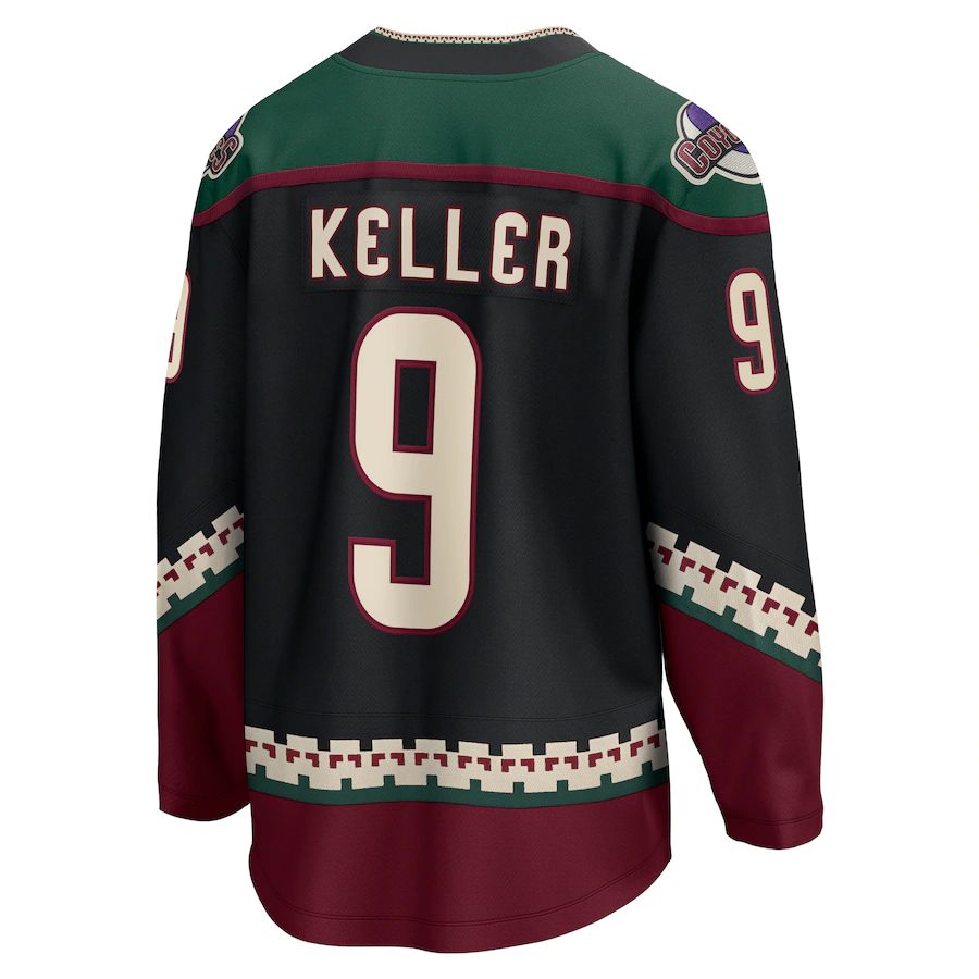 A.Coyotes #9 Clayton Keller Fanatics Branded Home Premier Breakaway Player Jersey Black Stitched American Hockey Jerseys CustomName