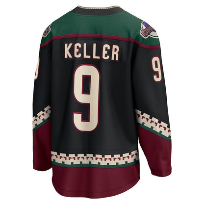 A.Coyotes #9 Clayton Keller Fanatics Branded Home Premier Breakaway Player Jersey Black Stitched American Hockey Jerseys CustomName