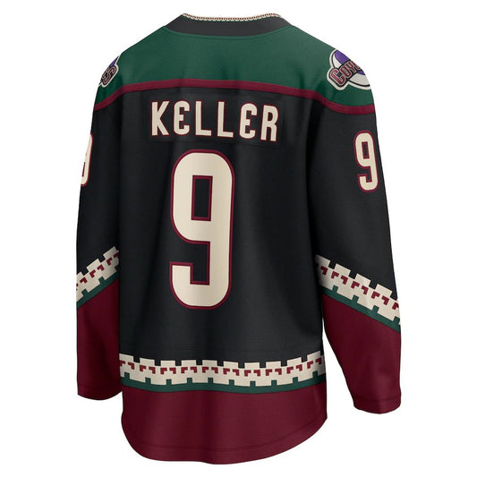 A.Coyotes #9 Clayton Keller Fanatics Branded Home Premier Breakaway Player Jersey Black Stitched American Hockey Jerseys CustomName
