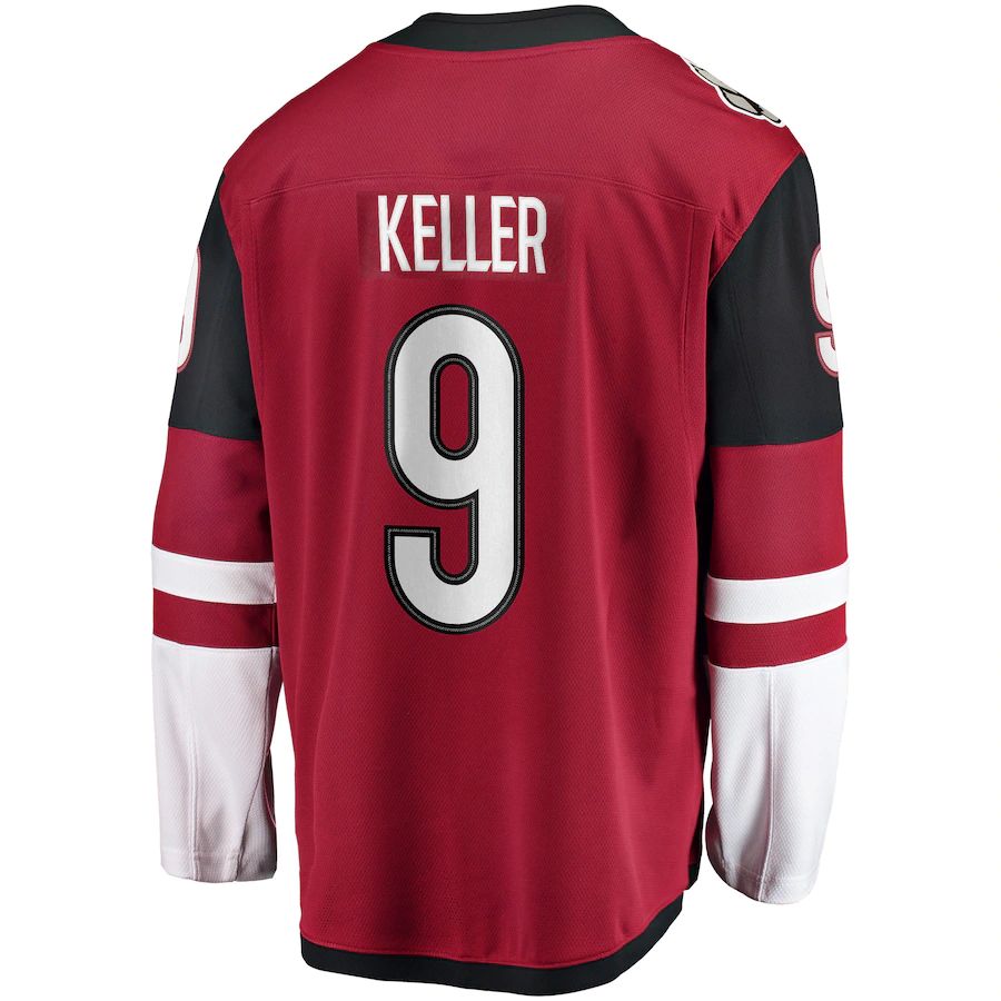 A.Coyotes #9 Clayton Keller Fanatics Branded Home Premier Breakaway Player Jersey Garnet Stitched American Hockey Jerseys CustomName