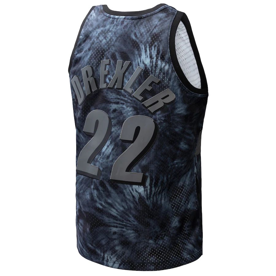 P.Trail Blazers #22 Clyde Drexler Mitchell & Ness Unisex Hardwood Classics 1991-92 Tie-Dye Swingman Jersey Black Stitched American Basketball Jersey