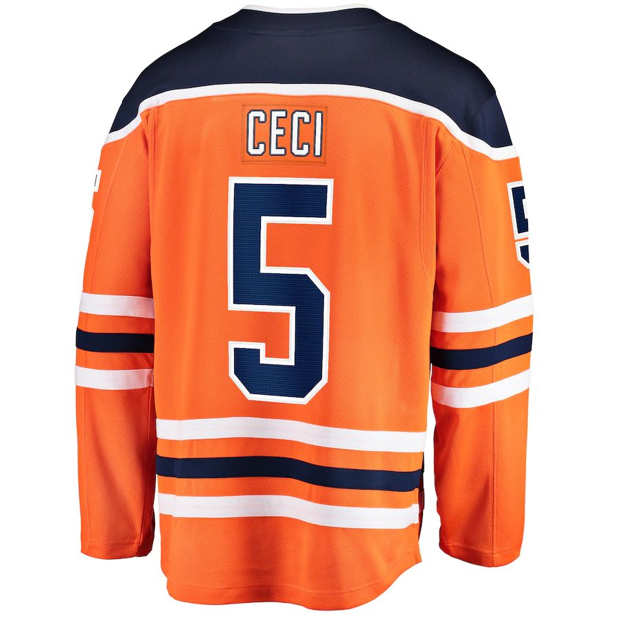 E.Oilers #5 Cody Ceci Fanatics Branded Home Breakaway Player Jersey Orange Stitched American Hockey Jerseys CustomName