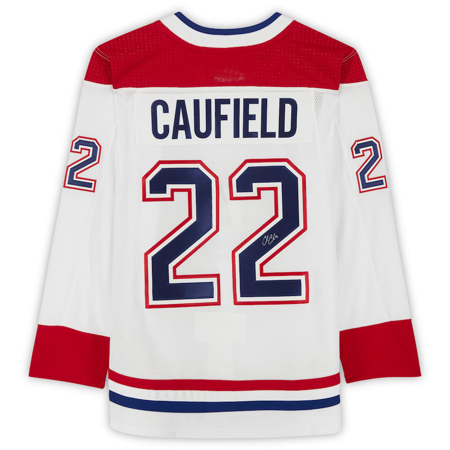 M.Canadiens #22 Cole Caufield Fanatics Authentic Autographed White  Stitched American Hockey Jerseys CustomName