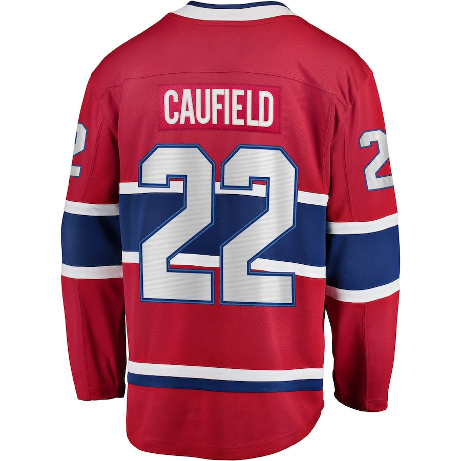 M.Canadiens #22 Cole Caufield Fanatics Branded 2017-18 Home Breakaway Replica Jersey Red Stitched American Hockey Jerseys CustomName