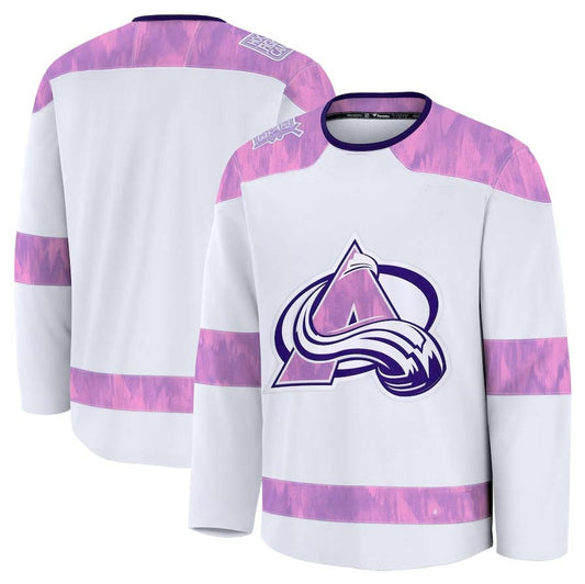 C.Avalanche Fanatics 2024 Hockey Fights Cancer Practice Jersey - White Stitched American Hockey Jerseys CustomName