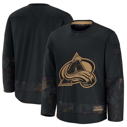 C.Avalanche Fanatics 2024 Military Appreciation Practice Jersey - Black Stitched American Hockey Jerseys CustomName