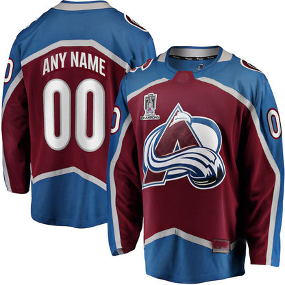Custom C.Avalanche Fanatics Branded Home 2022 Stanley Cup Champions Breakaway Burgundy Stitched American Hockey Jerseys CustomName