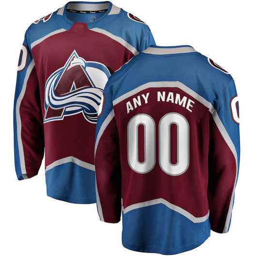 Custom C.Avalanche Fanatics Branded Home Breakaway Burgundy Stitched American Hockey Jerseys CustomName