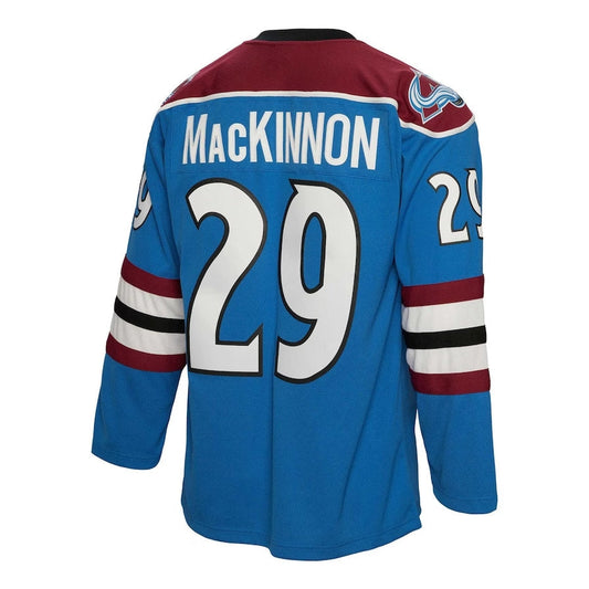 C.Avalanche #29 Nathan MacKinnon Mitchell & Ness 2013-14 Blue Line Player Jersey - Blue American Hockey Jerseys CustomName