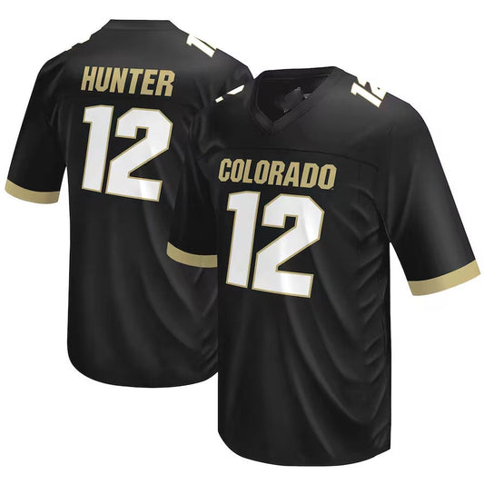 C.Buffaloes #12 Travis Hunter Original Retro Brand NIL Football Player Jersey ¡§C Black American College Jerseys