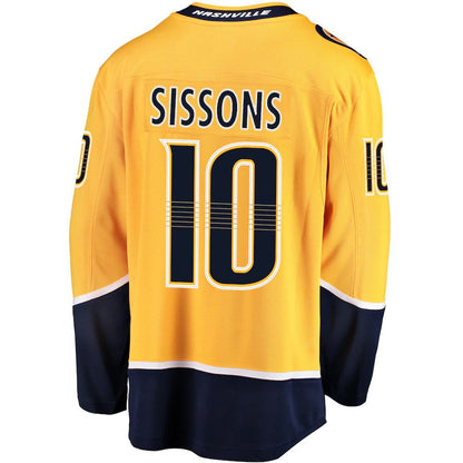 N.Predators #10 Colton Sissons Fanatics Branded Breakaway Player Jersey Gold Stitched American Hockey Jerseys CustomName