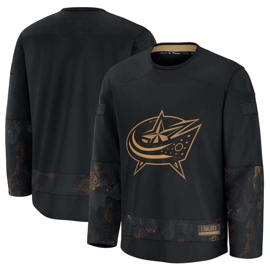 C.Blue Jackets Fanatics 2024 Military Appreciation Practice Jersey - Black Stitched American Hockey Jerseys CustomName