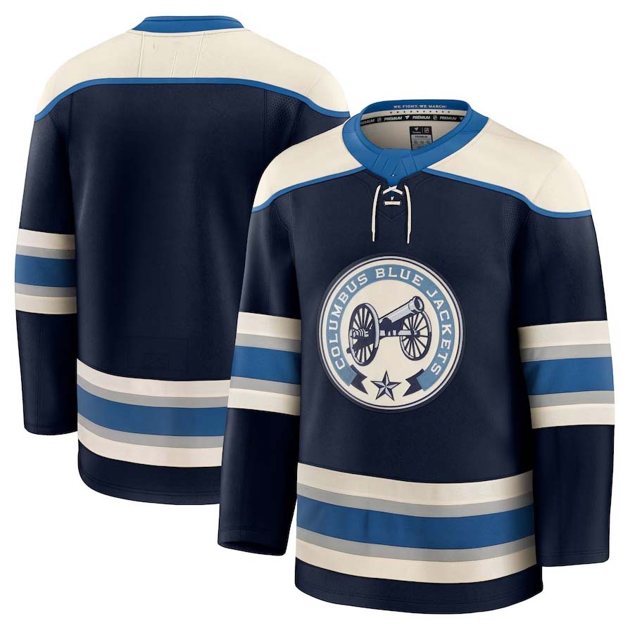 C.Blue Jackets Fanatics Alternate Premium Jersey - Navy Stitched American Hockey Jerseys CustomName
