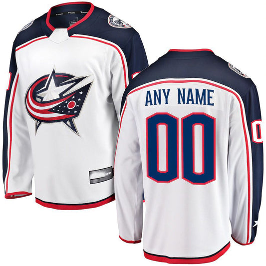 Custom C.Blue Jackets T Fanatics Branded Away Breakaway ersey White Stitched American Hockey Jerseys CustomName