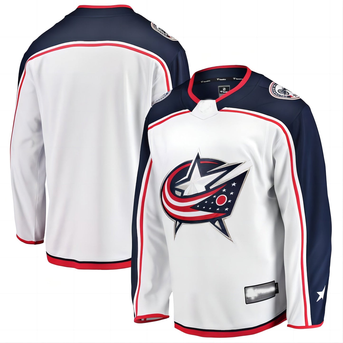 C.Blue Jackets Fanatics Branded Breakaway Away Jersey White Stitched American Hockey Jerseys CustomName