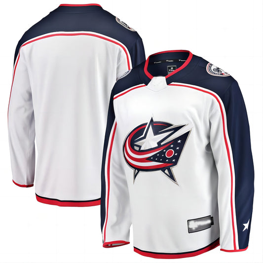 C.Blue Jackets Fanatics Branded Breakaway Away Jersey White Stitched American Hockey Jerseys CustomName