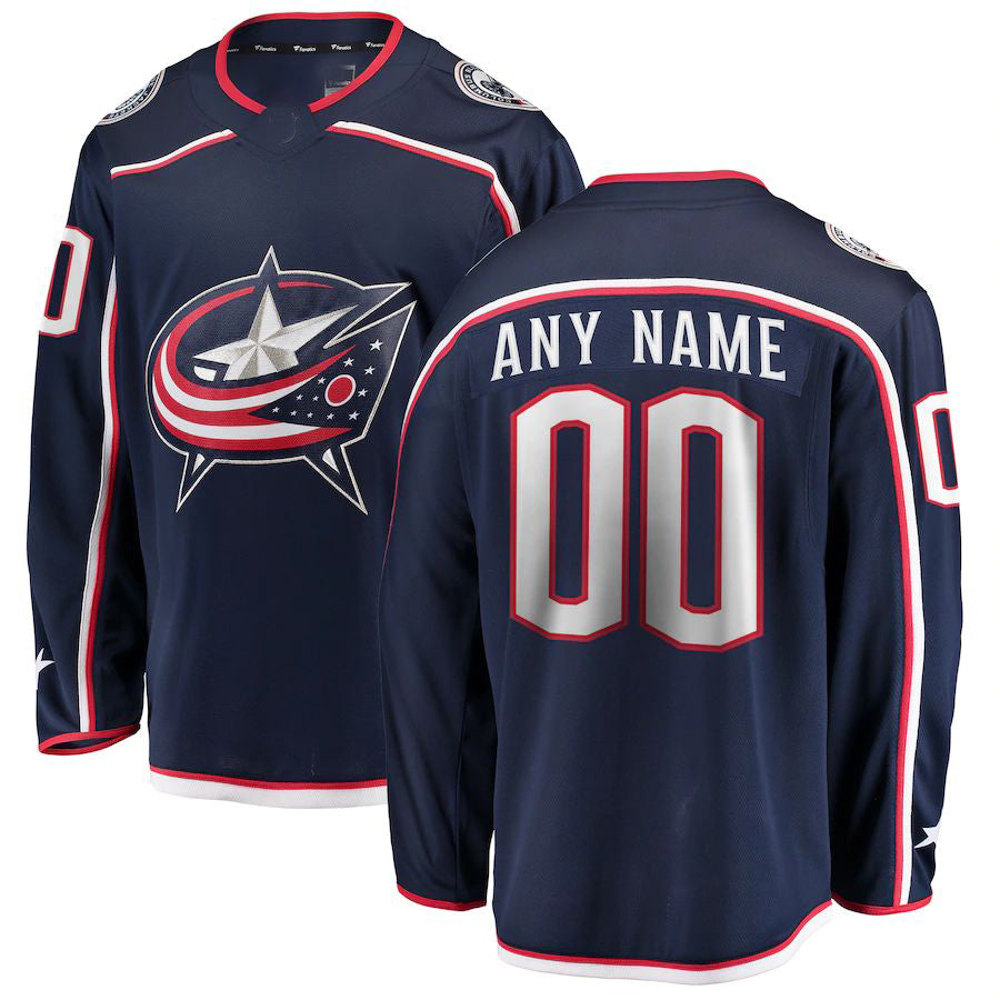 Custom C.Blue Jackets Fanatics Branded Home Breakaway Navy Stitched American Hockey Jerseys CustomName