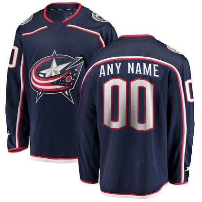Custom C.Blue Jackets Fanatics Branded Home Breakaway Navy Stitched American Hockey Jerseys CustomName