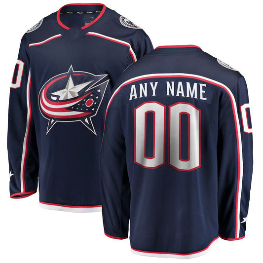 Custom C.Blue Jackets Fanatics Branded Home Breakaway Navy Stitched American Hockey Jerseys CustomName