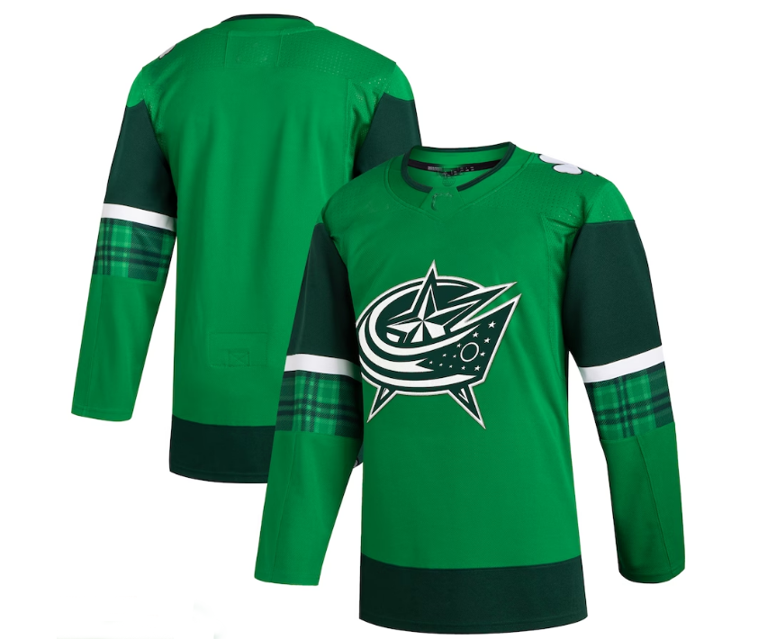 C.Blue Jackets 2023 St. Patrick's Day Primegreen Authentic Jersey - Kelly Green Stitched American Hockey Jerseys CustomName