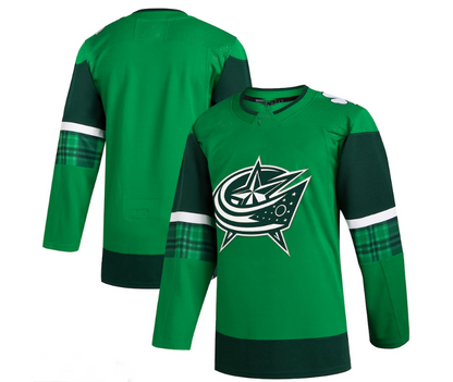 C.Blue Jackets 2023 St. Patrick's Day Primegreen Authentic Jersey - Kelly Green Stitched American Hockey Jerseys CustomName