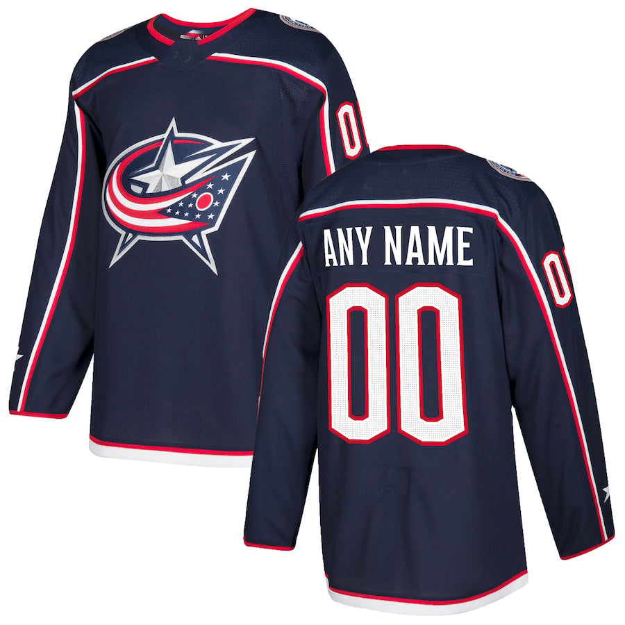 Custom C.Blue Jackets Authentic Jersey Navy Stitched American Hockey Jerseys CustomName