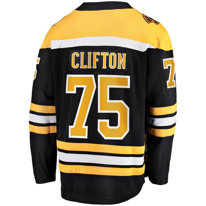 B.Bruins #75 Connor Clifton Fanatics Branded Replica Player Jersey Black Stitched American Hockey Jerseys CustomName