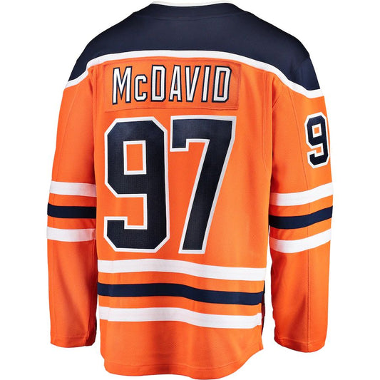 E.Oilers #97 Connor McDavid Fanatics Branded Breakaway Player Jersey Orange Stitched American Hockey Jerseys CustomName