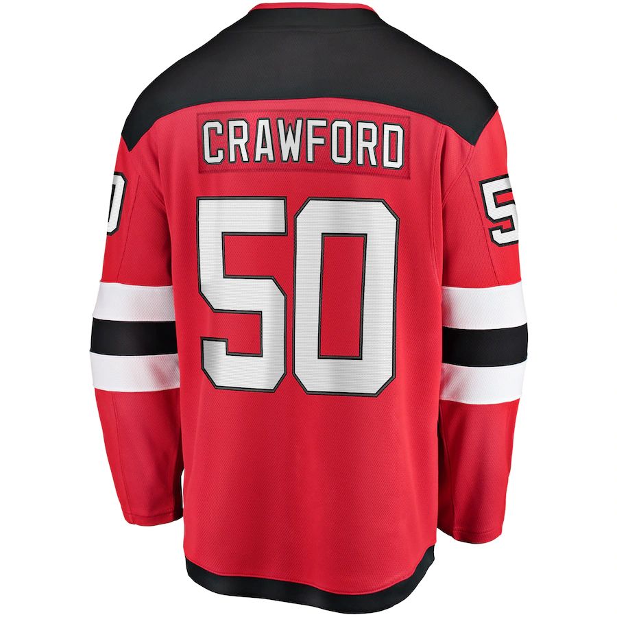 NJ.Devils #50 Corey Crawford Fanatics Branded Youth Breakaway Player Jersey Red Stitched American Hockey Jerseys CustomName
