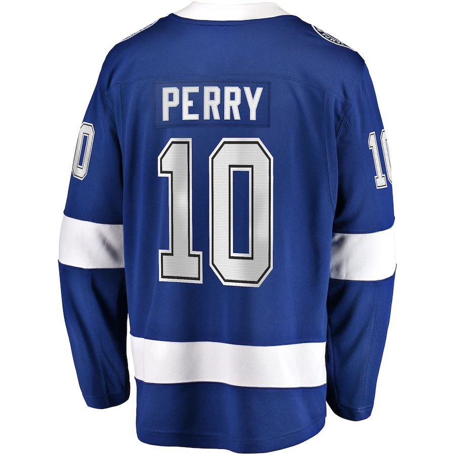 TB.Lightning #10 Corey Perry Fanatics Branded Home Breakaway Player Jersey  Blue Stitched American Hockey Jerseys CustomName