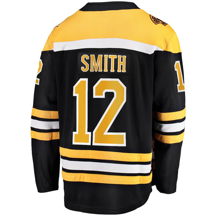 B.Bruins #12 Fanatics Branded Home Breakaway Player Jersey  Black Stitched American Hockey Jerseys CustomName