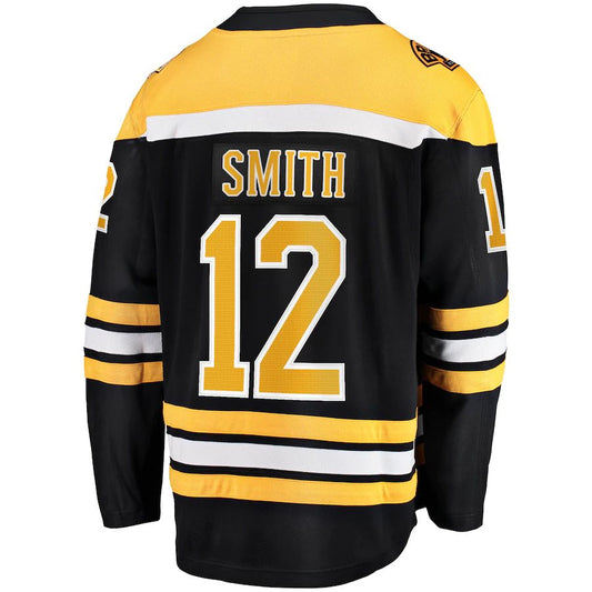 B.Bruins #12 Fanatics Branded Home Breakaway Player Jersey  Black Stitched American Hockey Jerseys CustomName