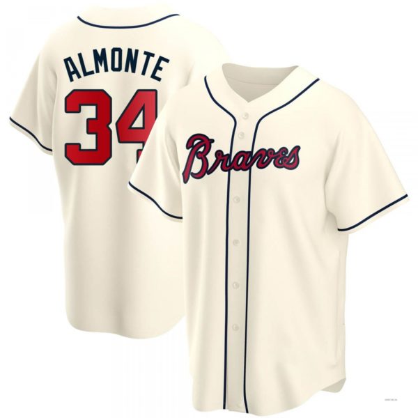 Atlanta Braves #34 AbCustomName2025m Almonte Cream Alternate Jersey Stitches Baseball Jerseys