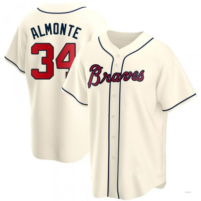 Atlanta Braves #34 AbCustomName2025m Almonte Cream Alternate Jersey Stitches Baseball Jerseys